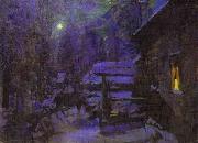 Konstantin Alekseevich Korovin Moonlit Night. Winter Germany oil painting artist